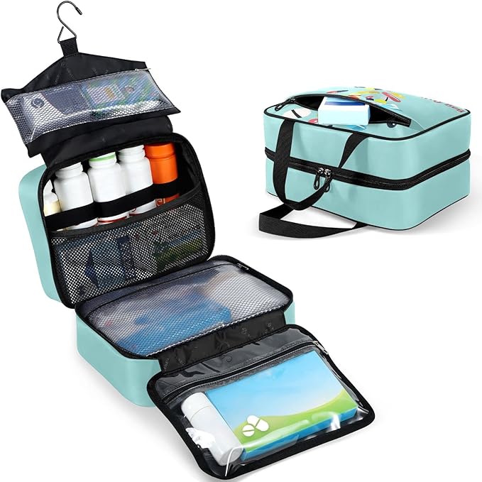 Naanle Pill Organizer Bag Travel Pill Bottle Medicine Organizer Home Storage Medication Bag for Vitamin Supplements, Colorful Pills Empty First Aid Bag for Car Camping