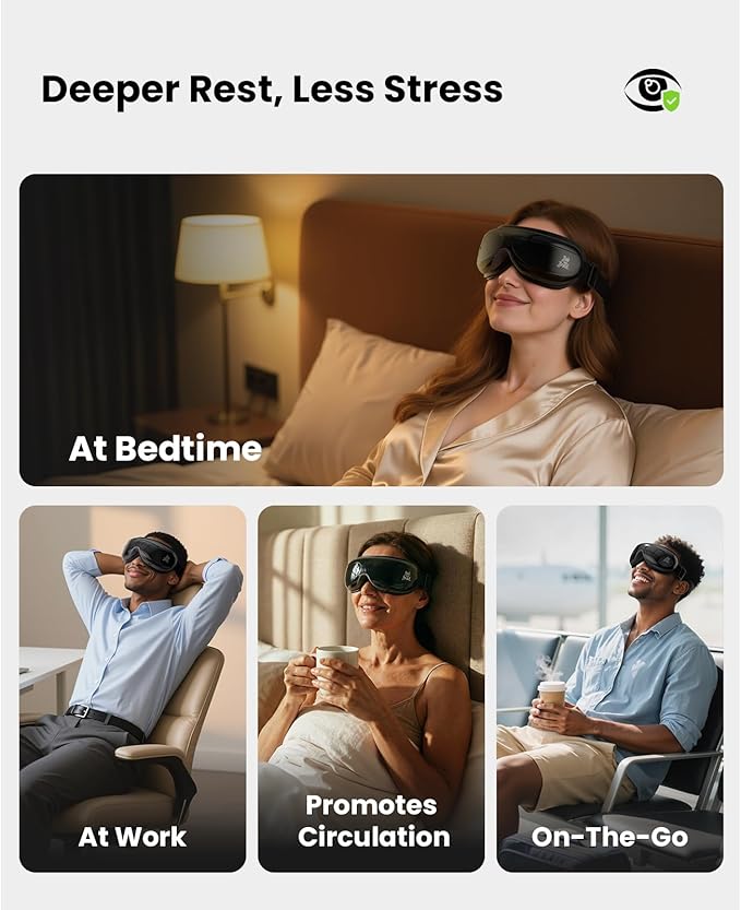 BOB AND BRAD Eye Massager with Remote Control FSA Eligible HSA - EyeOasis 2 Eye Massager with Heat Compress - Electric Headache Massager with Heat for Migraines & Dry Eye Relief