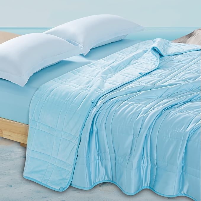 Weighted Blanket King Size 25lbs(88''x104'', Dual-Sided), Reversible King Weighted Blanket with Cozy Warm Velvet & Cooling Tencel Fabric for Adults & Couple All Season - Carry Bag Included, Lake Blue