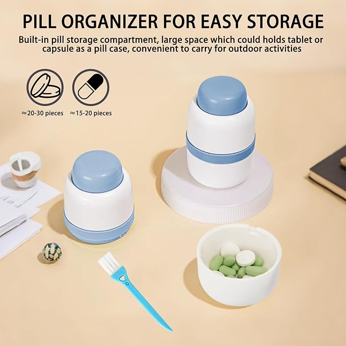 Pill Cutter 1/3 Pill Splitter for Small and Large Pills with Stainless Steel Blade for Cutting Pills in one Third or Half, Portable Pill Organizer, Ideal for Cutting Tablets, Vitamins