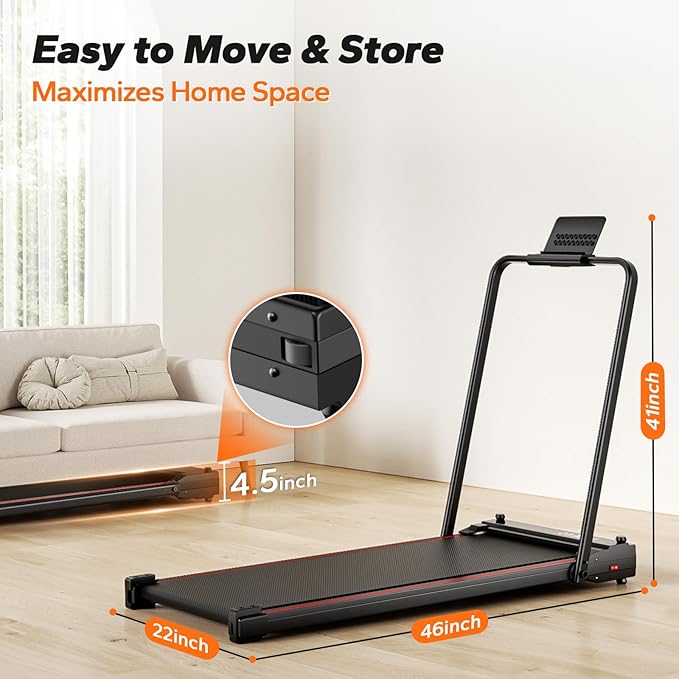 Walking Pad with Handle Bar Dual-Side Under Desk Treadmill for Home Small with Foot Massage 3.0HP Portable Treadmill Compact Treadmill with APP, Remote Control, LED Display, 350 lb Capacity