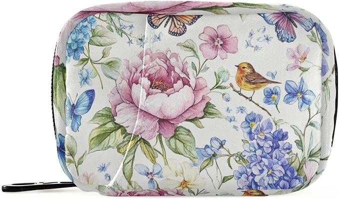 Travel Pill Case Flowers and Birds Weekly Small Pill Box 7 Day Pill Box Pill Organizer Bag