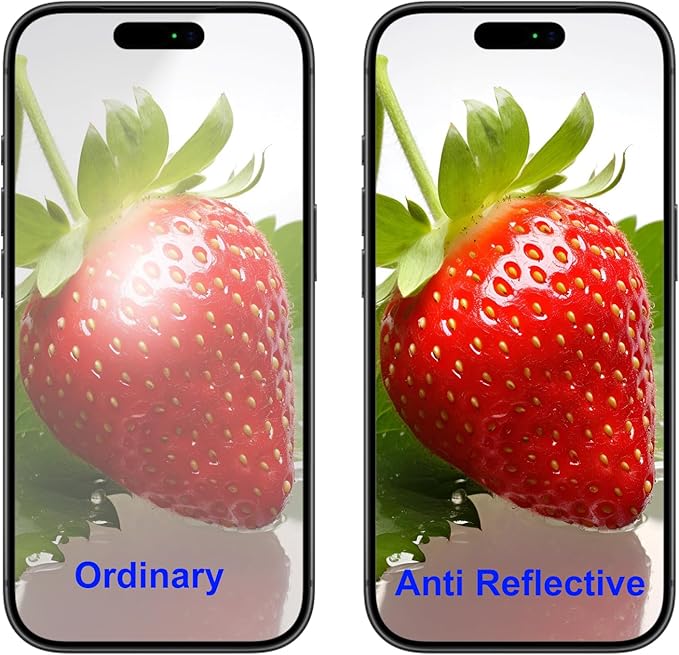 Blue Light Screen Protector for iPhone 17/16 Pro (6.3 inch) Anti Reflective 9H Hardness Shatterproof HD Tempered Glass Easy Install Stain-resistant Touch Sensitive Scratch Resistant 2 Pack