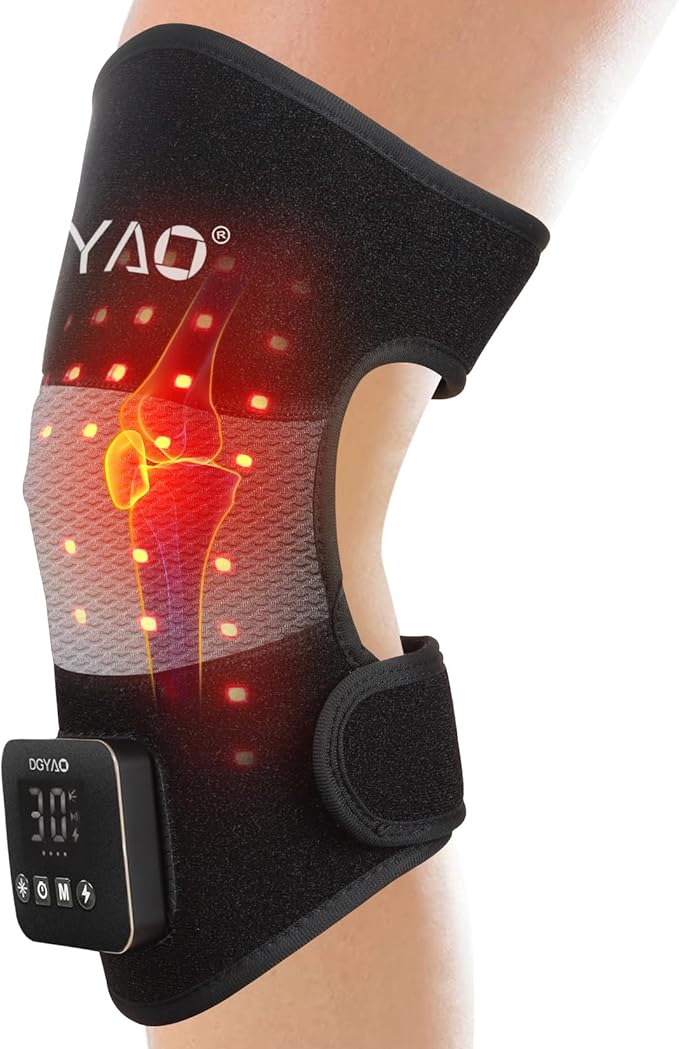 DGXINJUN Cordless Red Light Therapy for Knee - Elbow Pain Relief Portable Wireless Infrared Light Therapy Device for Shoulder Pain Wearable Wrap - 4000mAh Battery