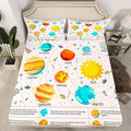 Solar System Fitted Sheet Twin, Outer Space Bedding Set Educational Bed Sheet Set for Kids Planet Solar System Bed Cover Lightweight
