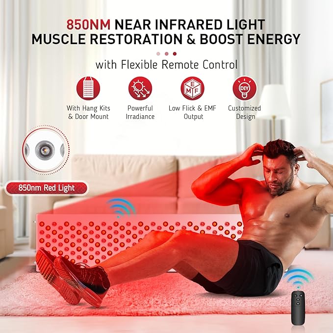 200 LEDs Red Light Therapy Device, Red Light 660nm & 850nm Near Infrared Light Therapy Panel for Body Face, Red Light Therapy with Timer Controller for Pain Relief, Skin Beauty & Anti-Aging