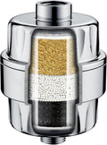 BRIGHT SHOWERS Shower Filter, High Output Shower Head Filter, 3-Stage Filtration for Hard Water & Chlorine Removal, Improves Skin, Hair & Nails, Universal Fit, Chrome
