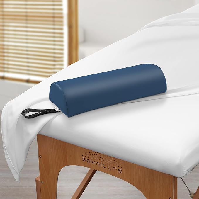 Saloniture Half Round Neck Massage Table Bolster Pillow Pad - 13 x 6 x 3 Inch - Blue