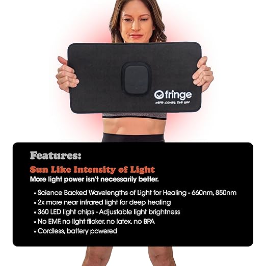 Fringe Red Light Therapy Wrap, Wireless, Has Both Red Light 660nm and Infrared Light 850nm, 360 LED Lights, Sports Recovery