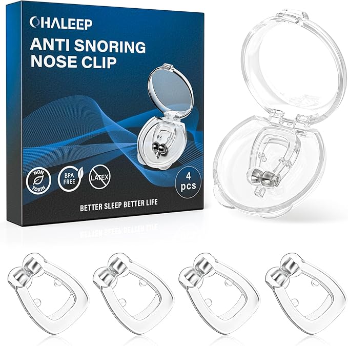 Anti Snoring Devices, Snore Stopper with Adjustable Magnet, Silicone Nose Clip Stop Snoring, Effective to Relieve Snoring, Snoring Solution for Comfortable and Quieter Sleep, Clear, M