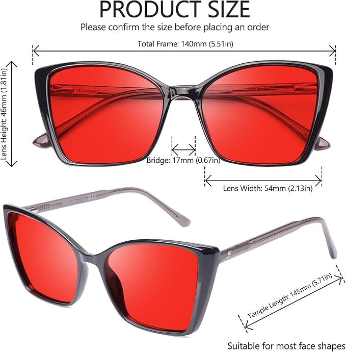 Women's Sleep Blue Light Blocking Glasses, Cat Eye Computer Gaming Glasses Anti Eyestrain & UV Glare (Red Lens Black Frame)