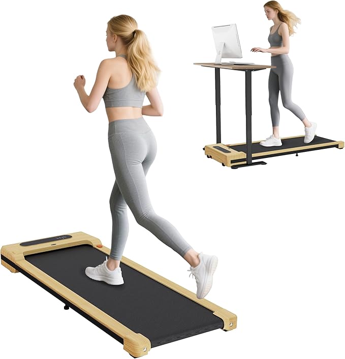 Soozier Walking Pad, 2.5HP Under Desk Treadmill with Remote Control, Transport Wheels and LED Display, Quiet Walking Jogging Machine for Home Gym Office, 264 lbs Capacity, Installation-Free