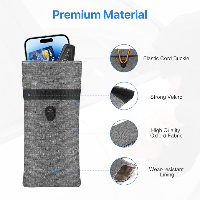 Faraday Bag, RFID Signal Blocking Bag, GPS Car Key Cell Phone Signal FOB Blocker Wallet Shielding Pouch Privacy Protective Case, Car Security Protection, Anti-Theft Pouch, Anti-Tracking Anti-Spying