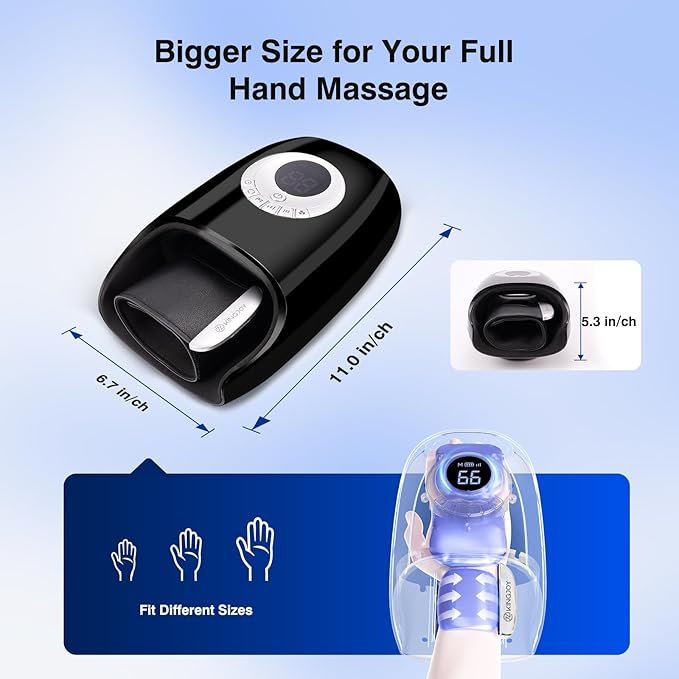KINGJOY Hand Massager with Heat and Compression, 3D Kneading Hand Massagers for Arthritis and Carpal Tunnel Relief, Hand Therapy with Fan Cooling for Finger Numbness Relief, Gifts for Women
