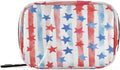 July 4th Stripes Stars White Travel Pill Organizer Case Box Container Weekly Portable Vitamin Medicine Holder Storage Bag with Zipper Removable