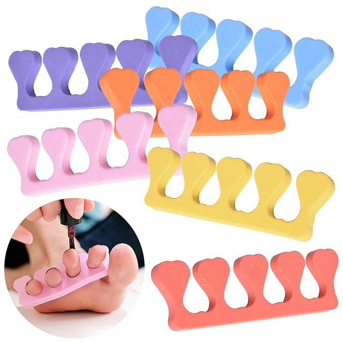 Toe Separators Set 24pcs Colorful Heart Sponge Toe Spacers Soft Foam Toe Finger Dividers for Nail Art, Polishing Gel Painting Toe Separators for Men & Women Spa, Pedicure, Manicure Tool
