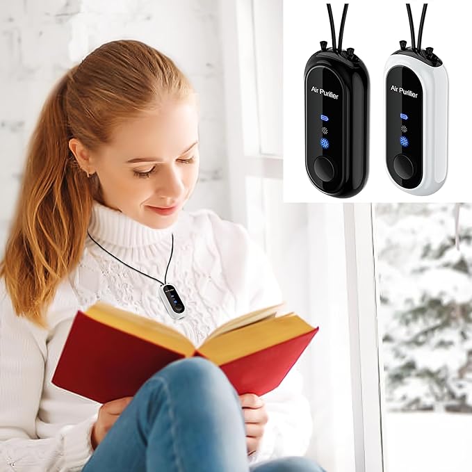 Portable Negative Ion Air Purifier Necklace, Personal Wearable Purification Device, Black, 3.1 x 1.4 x 0.9 Inches, 1.2 Billion Ion Output (Black)