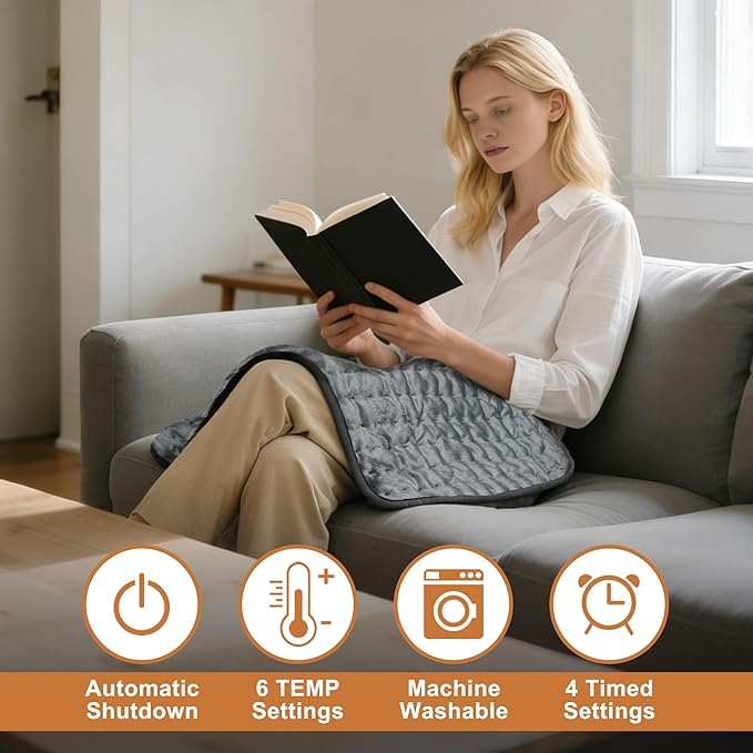 Electric Heating pad for Back Neck Shoulder Knee Arms Legs- Electric Heat Pads with 6 Heat Settings & Auto Shut Off &Dry/Moist Heat Heating Pad for Birthday Mother Father Girl Men Women