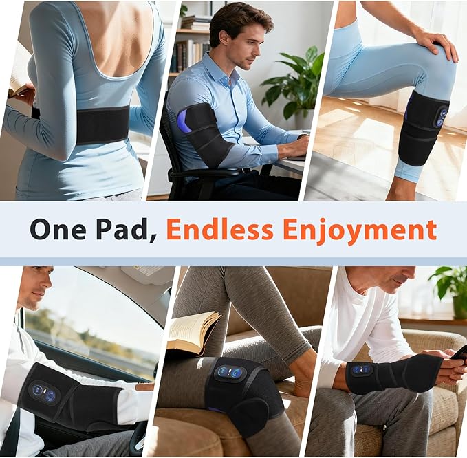 Cordless Heating Pad for Arm Elbow Wrist Leg Pain Relief, Red Light Knee Ankle Heating Pads, Heated Elbow Brace Wrap Heating Pad for Arm, Wrist, Ankle, Leg with 3 Heating Levels & Auto Shut-Off Timer