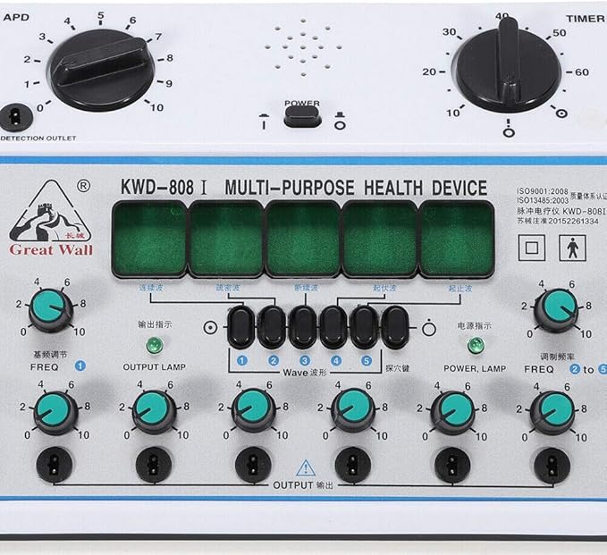 KWD808-I Electric Acupuncture Stimulator Machine, 110V Electric Impulse Acupuncture Treatment, 100-240V 6 Output Patch Massager, 500-1060hpa Electrotherapy Acupuncture Instrument Pulse Electrotherapy