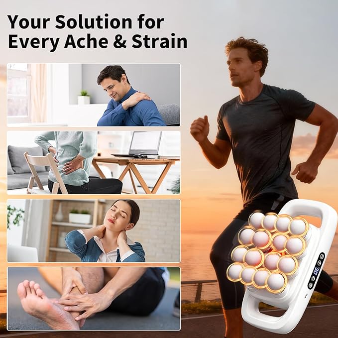 16 Head Massage Gun Deep Tissue, Gift for Husband 2026 Upgrade 48KG Force, 3 Modes & 30 Intensities, Quiet Portable with Dual Safety Protection for Neck Back Legs Waist Pain Relief