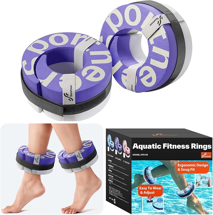 Foam Aquatic Cuffs Exercise Equipment: Sportneer Water Aerobics Float Ring with Adjustable Webbing Pool Exercise Workout Set Water Ankle Ring