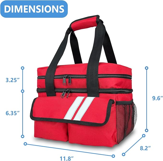 Double Layers Medicine Organizer Storage Bag with Dividers, First Aid Bag with Medic First Aid Badge, Medical Bag for Medical Supplies & Equipment