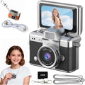 Mini Digital Camera Keychain Retro Mini Digital Video Camera Small 1080P FHD Recording with 0.96" IPS Screen with 6 Retro Filters AVI Format-Ideal for Phone Transfer (64GB, Black)