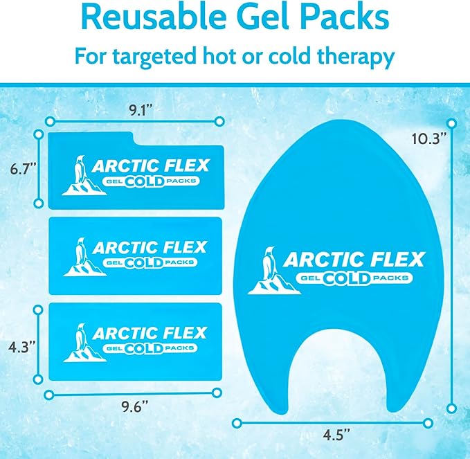 Arctic Flex Gel Replacement Packs - Ice Packs Reusable for Full Head Ice Brace - Hot & Cold Gel Pack for Injuries, Pain Relief, Swelling - Flexible Therapy Compression Wrap - Athletic, Women, Men