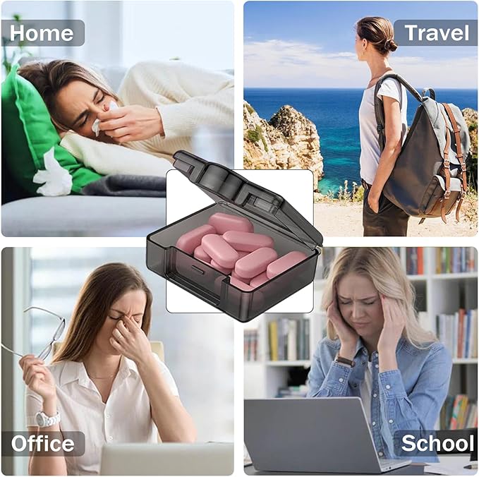 Small Pill Case Travel Pill Box Cute Pill Organizer for Purse Portable Daily Medicine Organizer 1 Compartment Pill Holder for Vitamins, Fish Oil, Supplements
