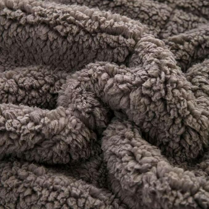 Sherpa 15lb Weighted Blanket for Adult, Both Sides Reversible Velvet Soft Plush Weighted Heavy Blanket for All Season Grey 60in*80in