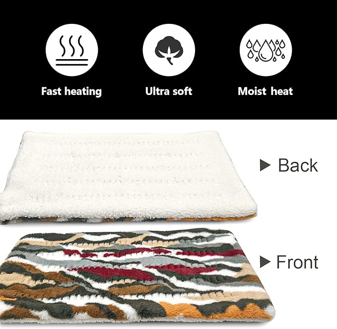 Electric Heating Pad for Back Pain Relief - 12 Heating Levels-8 Timer Settings - Heat Pad with Moist & Dry Heat Therapy - Hot Heated Pads -Washable (XL 12"x24" Camouflage) - MCC