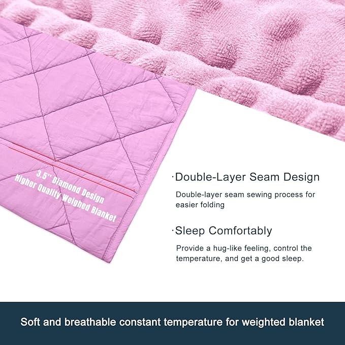 MAXTID Weighted Blanket for Kids 3lbs Pink 36x48 Kids Heavy Blanket Comfort Sensory Blankets for Girls