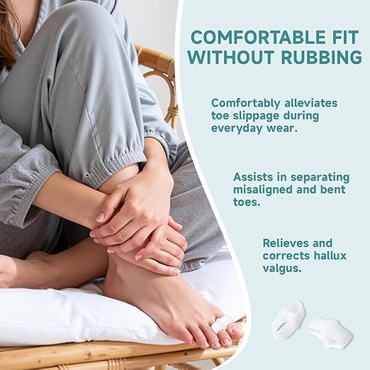 12 Pcs Bunion Corrector, Toe Separators for Women & Men with 2 Loops, Bunion Corrector for Women Big Toe, for Bunions and Overlap (White)