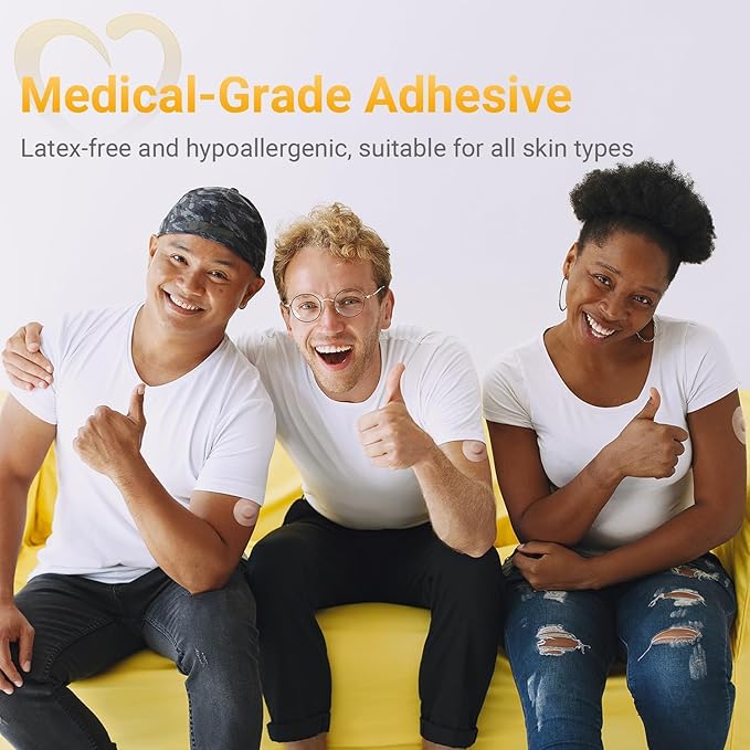 Libre 3 Sensor Covers Waterproof, Amolyfe Trial Pack - 2 BumpProof Hard Caps for Freestyle Libre 3 Plus Covers, 4 Pack Breathable Latex Free Glucose Sensor Medical CGM Adhesive Patches (Trial Pack)