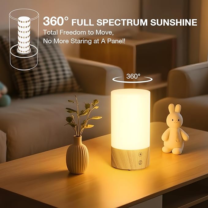 Light Therapy Lamp 10000 Lux, UV-Free Sun Lamp with 4 Brightness Levels & 3 Color Temperatures, Full Spectrum Daylight Lamp with Remote Control & Timer for Home Office Desk