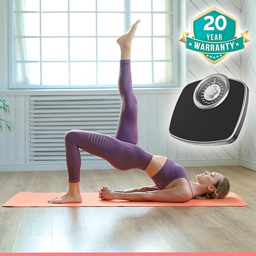 Adamson A25 Scales for Body Weight - Up to 400 LB - New - 5.3" Dial on 12.4" x 10.2" Platform - Anti-Skid Rubber Surface - Bathroom Scale Analog - Durable with 20-Year Assurance - Silver