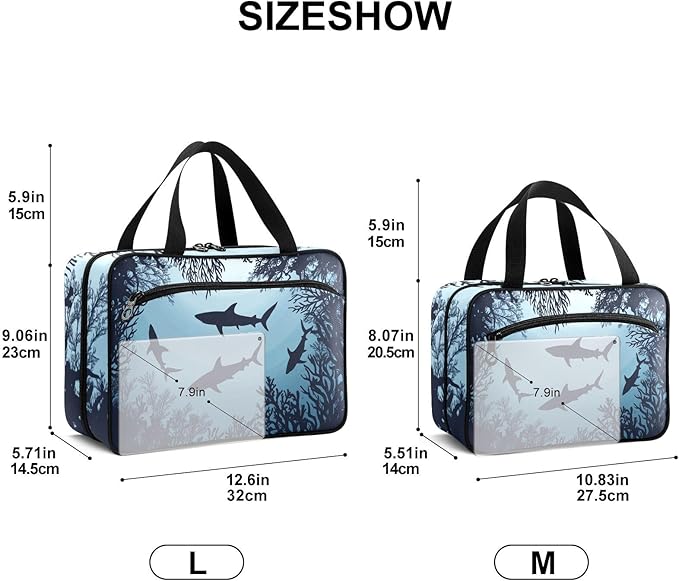 Fustylead Swimming Sharks Ocean Animal Large Medical Storage Bag with Zipper Empty First Aid Bag Trauma Kit for Traveling Hiking Camping Backpacking