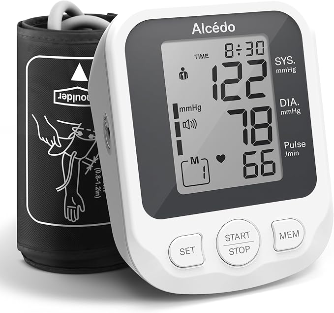 Alcedo Blood Pressure Monitor for Home Use, Accurate Upper Arm BP Monitor with Large Cuff, Alarm Reminder, 2 x 120 Memory, Talking Function