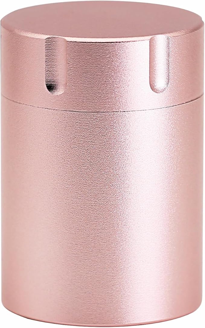 Portable Metal Small Pill Case, Aluminium Alloy Round Pill Box for Travel, Waterproof Pill Box Organizer, Pocket Daliy Pill Holder Pill Container for Medicine Vitamin Fish Oils (Rose Gold)