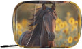 Sunflowers Field Horse Pill Organizer Case Floral Animals 7 Day Travel Pill Box with Zipper Portable Weekly Vitamin Medicine Supplement Holder Pouch Bag