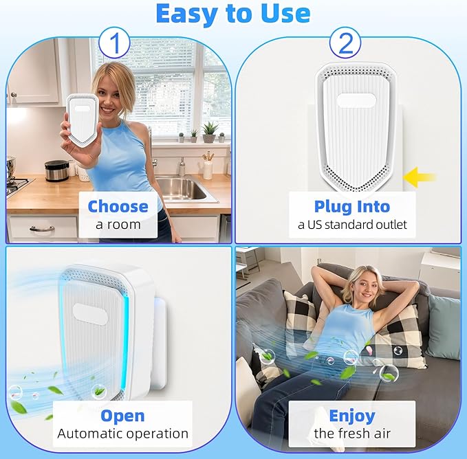 2026 Air Ionizer Plug In-8Pack Negative Ion Air Purifiers Ionizer,Quiet Air Freshener Indoor Portable Cleaner,Wall Plug In Negative Air Purifier for Home,Bedroom,Office,Odor Reducer Pets,Smoke Smell