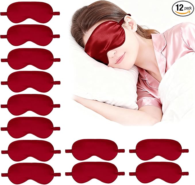 12PACK Silky Sleep Masks Satin Eye Mask Silk Eyes Cover for Sleeping Blackout Eyeshades Soft Blindfold Travel Nap Gifts