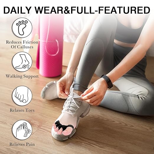 8PCS Toe Spacers for Women and Men, Toe Separators for Pedicure, Bunion Corrector, Hammer Toe Straightener, Plantar Fasciitis, Toe Spreaders for Foot Pain Relief and Foot Health. (8, Black)