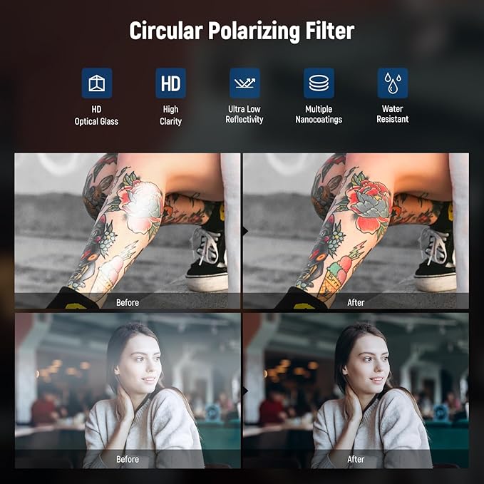 NEEWER 67mm CPL Filter with Cold Shoe Phone Lens Clip, HD Polarizing Filter with Pouch & Cleaning Cloth Compatible with iPhone 17 16 15 Pro Max Plus Samsung Galaxy S25 Ultra Camera