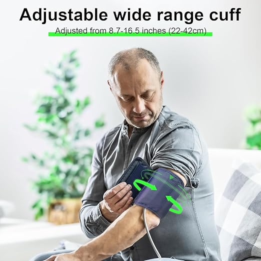 Blood Pressure Monitor Upper Arm: Automatic Blood Pressure Monitors for Home Use - Electric BP Machines Large Cuff 8.7"-16.5" Adjustable - LCD Digital Display 2 Users 99 Sets Memory