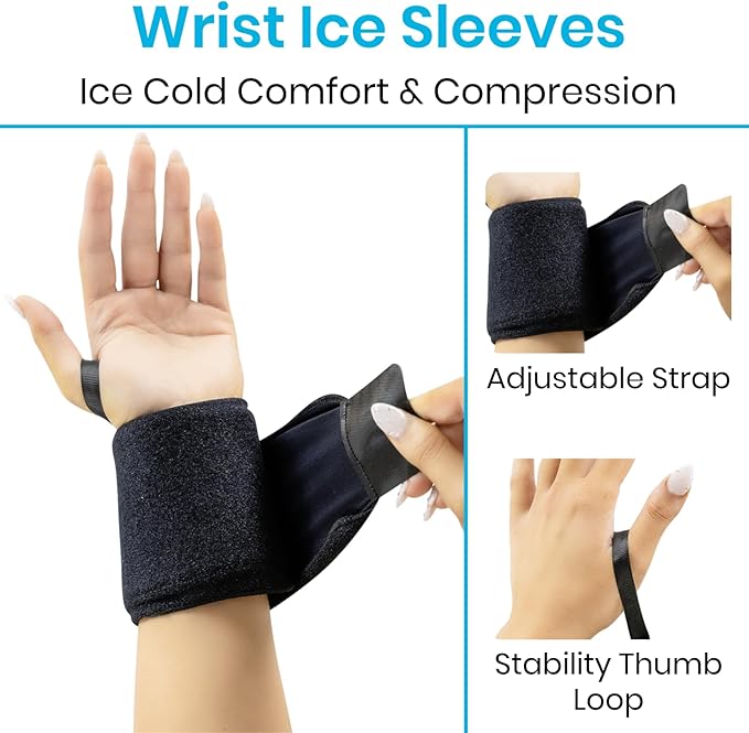 Arctic Flex Wrist Ice Pack Wrap (Pair) - Hot & Cold Gel Therapy Compress for Joint Pain Relief - Reusable Compression Sleeve Freeze & Microwavable - Support for Bruise, Swelling & Rheumatoid Arthritis