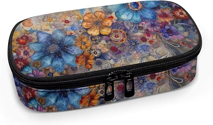 Novelty Floral Diabetic Supplies Bag for Glucose Meter, Medication, Insulin Pens and Other Diabetes Care Supplies, Diabetes Travel Organizer Case with Detachable Pouches