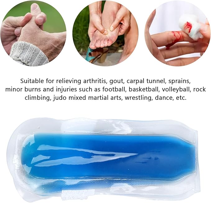 Finger Ice Pack, 3.1in Length Finger Toe Ice Pack Brace Reusable Hot and Cold for Trigger Mallet Broken Finger Lightweight Toe Tip Gel Ice Pack for Women Men Hot Cold Packs Ice
