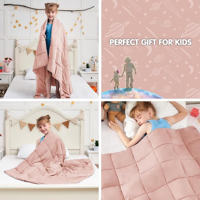 yescool Pink Weighted Blanket 5 Pounds Cooling Weighted Lap Blanket, Heavy Blanket for Sleeping, Weighted Throw Blanket Gifts for 40-60lbs, 36"x48"